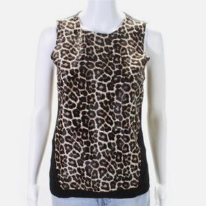 NWOT! Intermix Leopard Print  Calf Hair Sleeveless Sweater - S